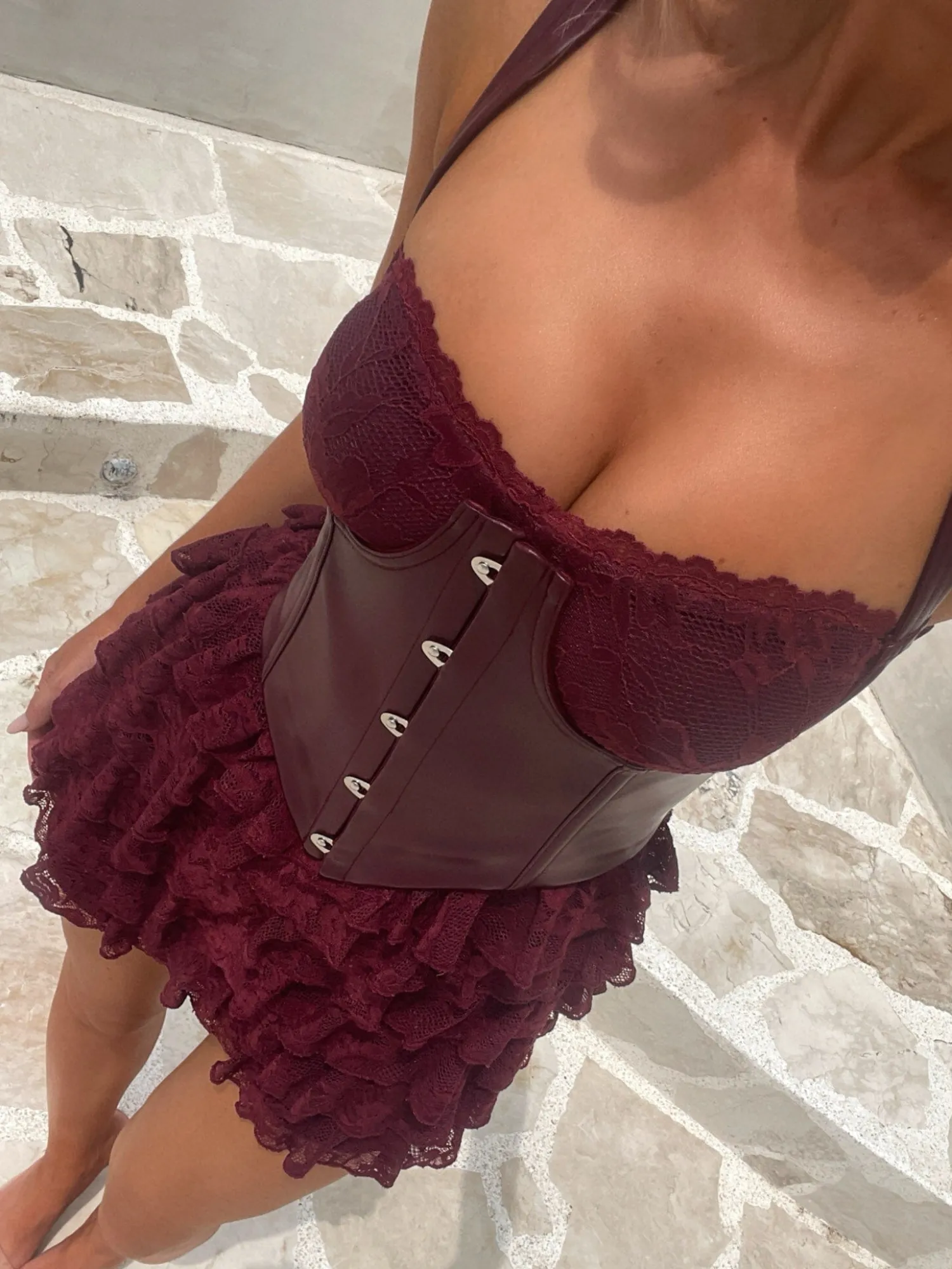 Dongguan Jinfeng Apparel Co DIVA MINI DRESS BURGUNDY Sale