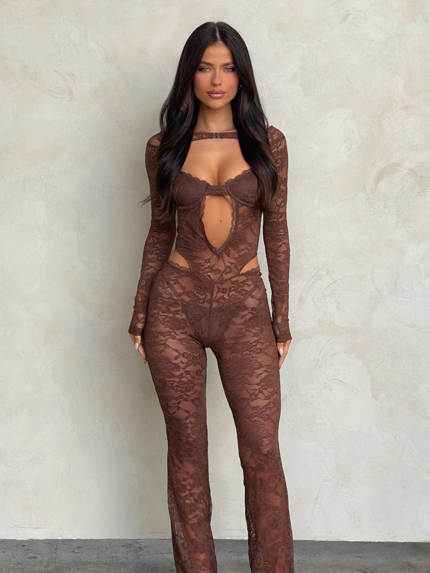 Dali Factory EVERLY JUMPSUIT DARK CHOCOLATE BROWN DARKCHOCBROWN New